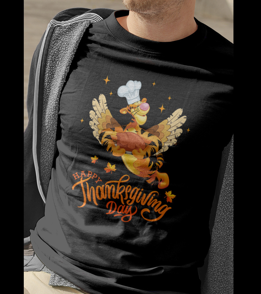 Tigger Happy Thanksgiving Day Chef Turkey Wings T-Shirt