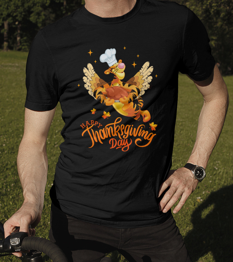 Tigger Happy Thanksgiving Day Chef Turkey Wings T-Shirt