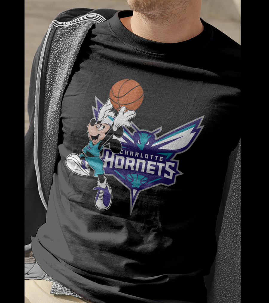 Mickey Charlotte Hornets Basketball T-Shirt