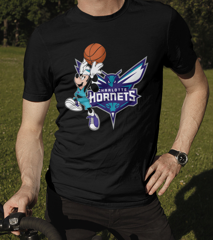 Mickey Charlotte Hornets Basketball T-Shirt