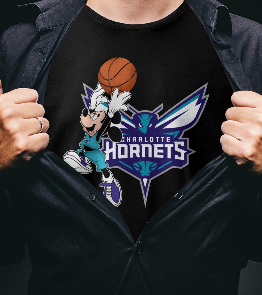 Mickey Charlotte Hornets Basketball T-Shirt