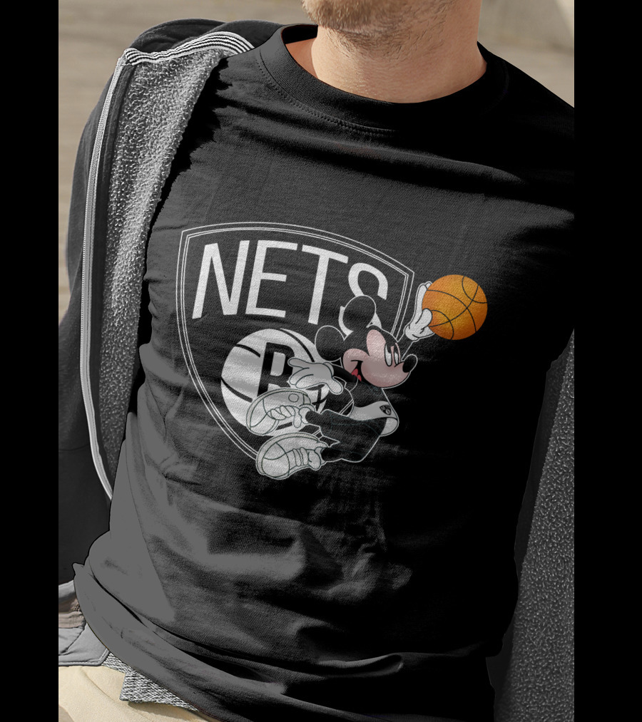 Nets Mickey Basketball Slam Dunk T-Shirt