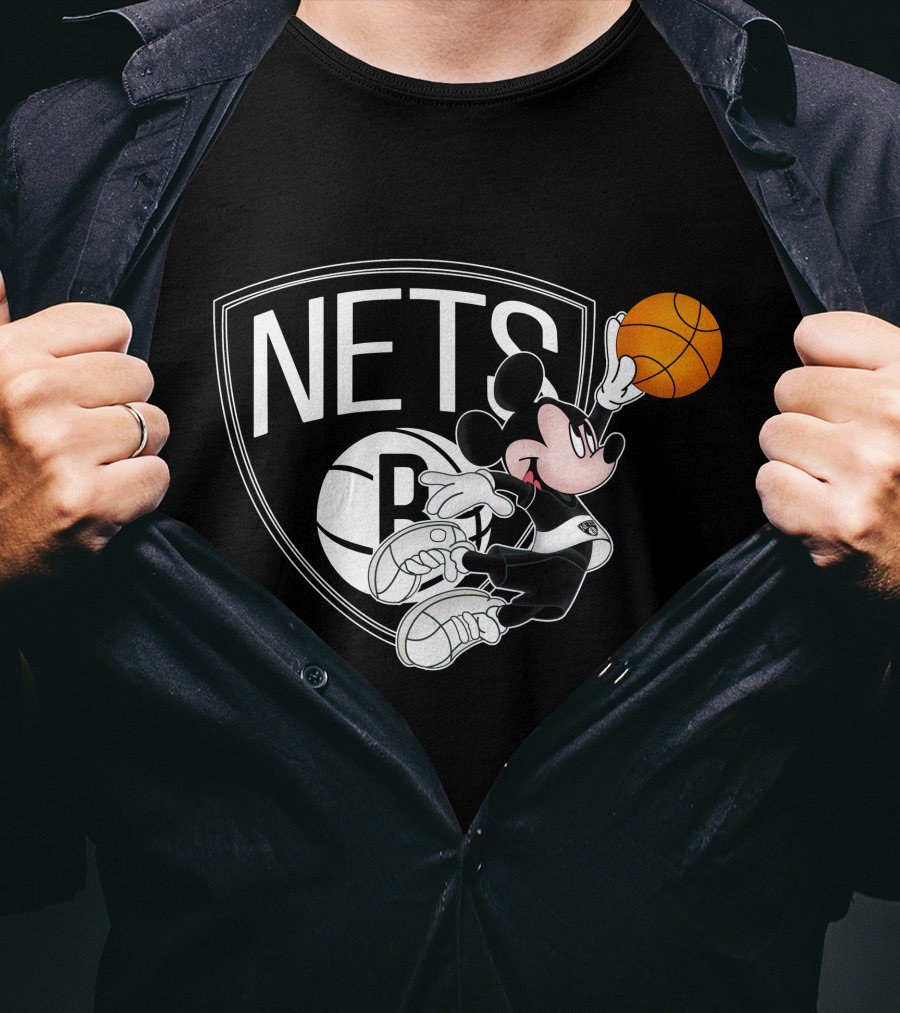 Nets Mickey Basketball Slam Dunk T-Shirt