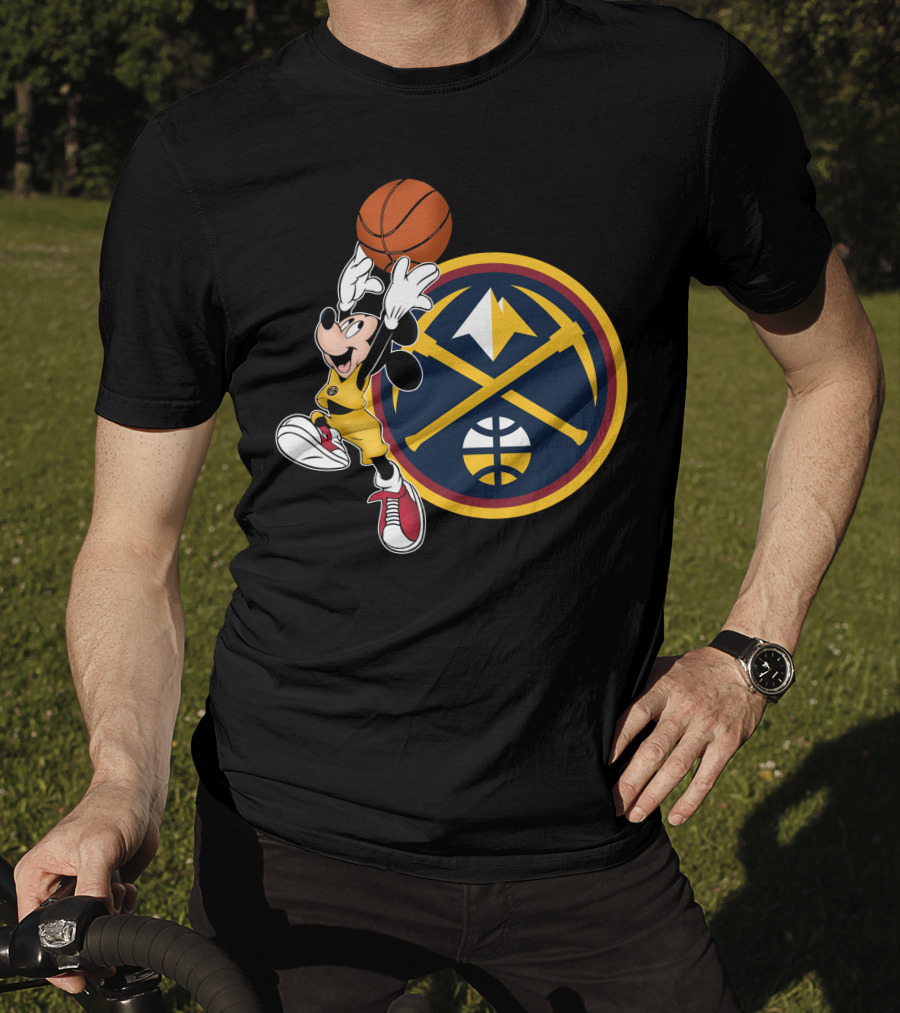 Mickey Mouse Basketball Dunk Denver Nuggets Crossover T-Shirt