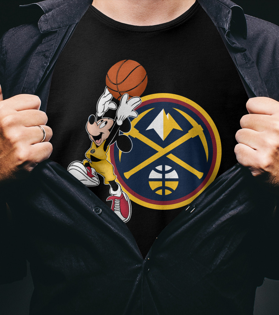 Mickey Mouse Basketball Dunk Denver Nuggets Crossover T-Shirt