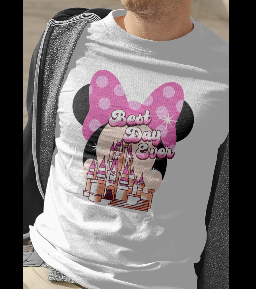 Minnie Best Day Ever Castle Pink Bow T-Shirt