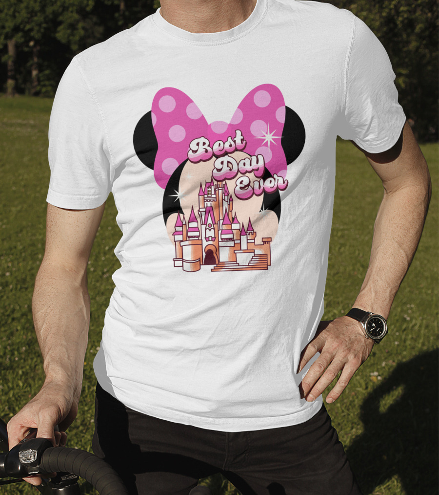 Minnie Best Day Ever Castle Pink Bow T-Shirt