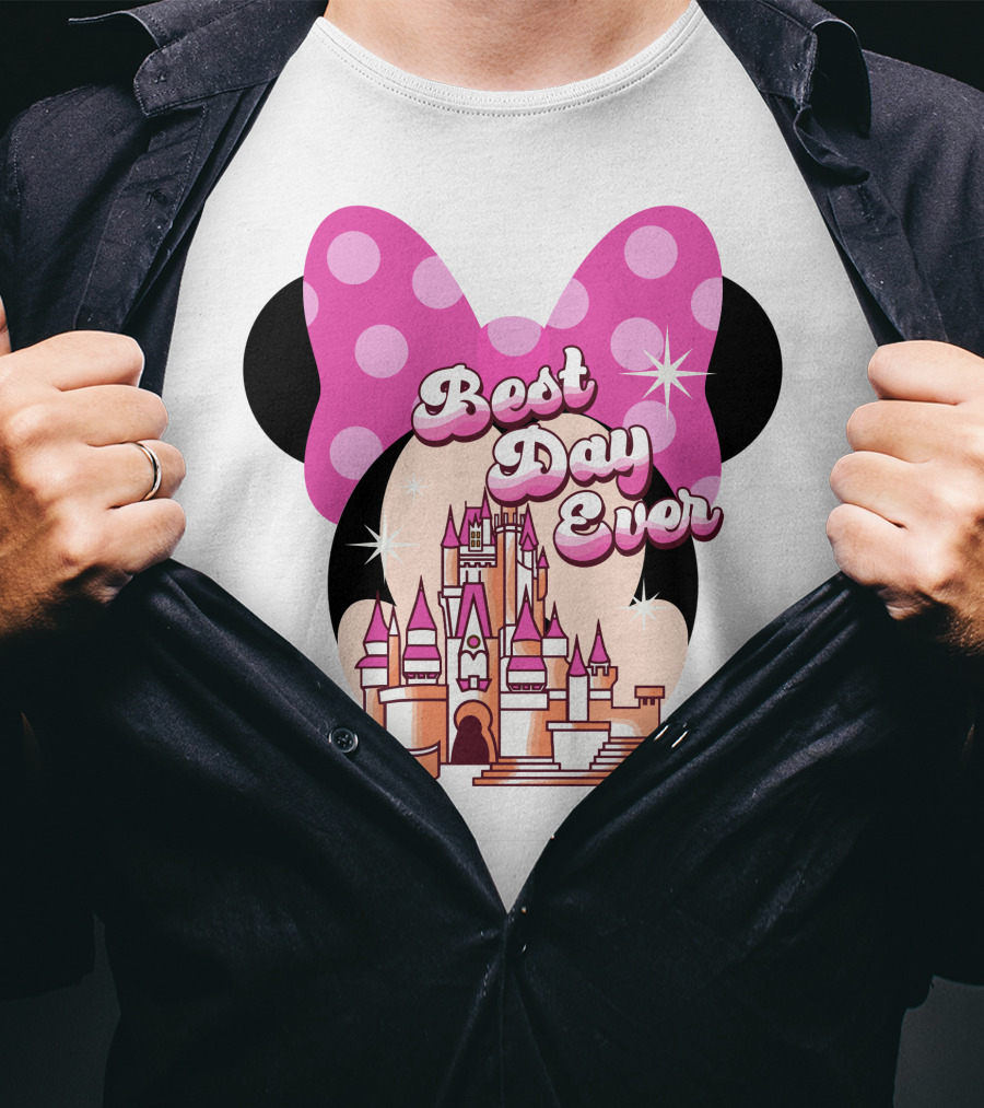Minnie Best Day Ever Castle Pink Bow T-Shirt