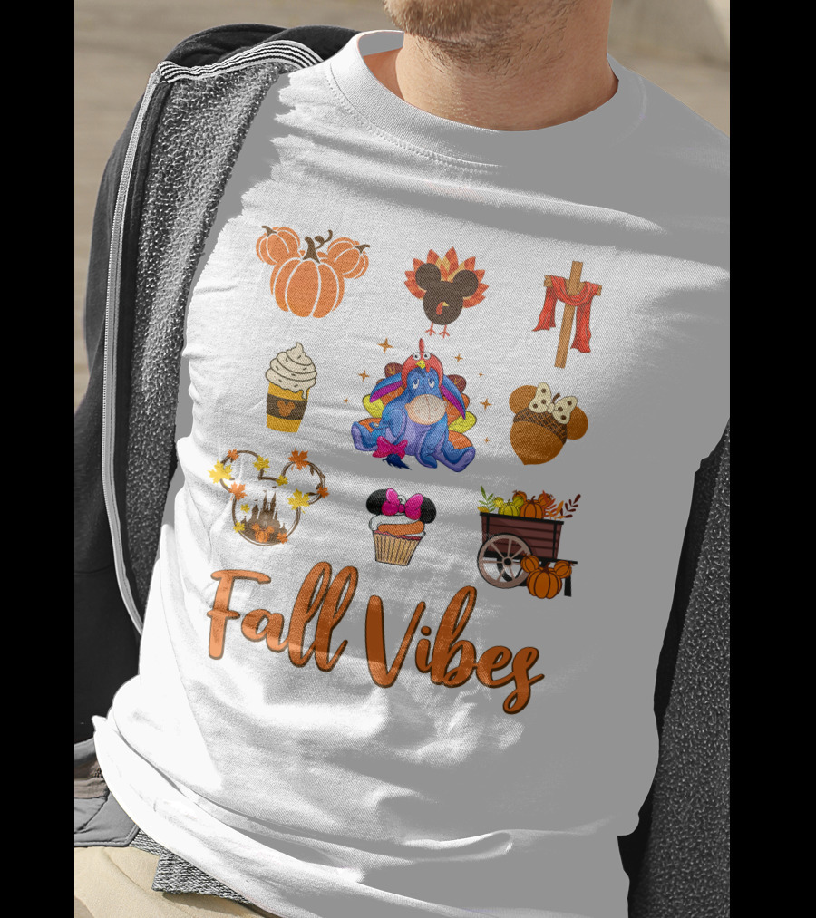 Fall Vibes Eeyore Autumn Mickey Pumpkin Cupcake Harvest T-Shirt