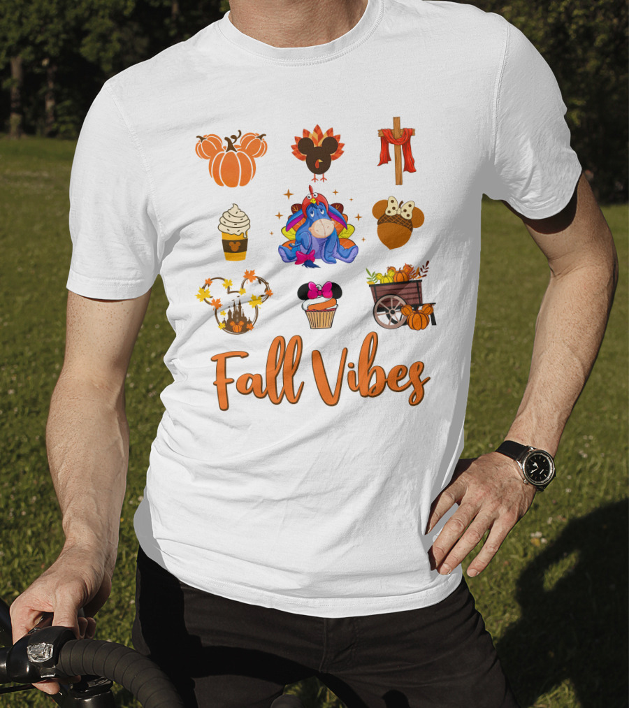 Fall Vibes Eeyore Autumn Mickey Pumpkin Cupcake Harvest T-Shirt