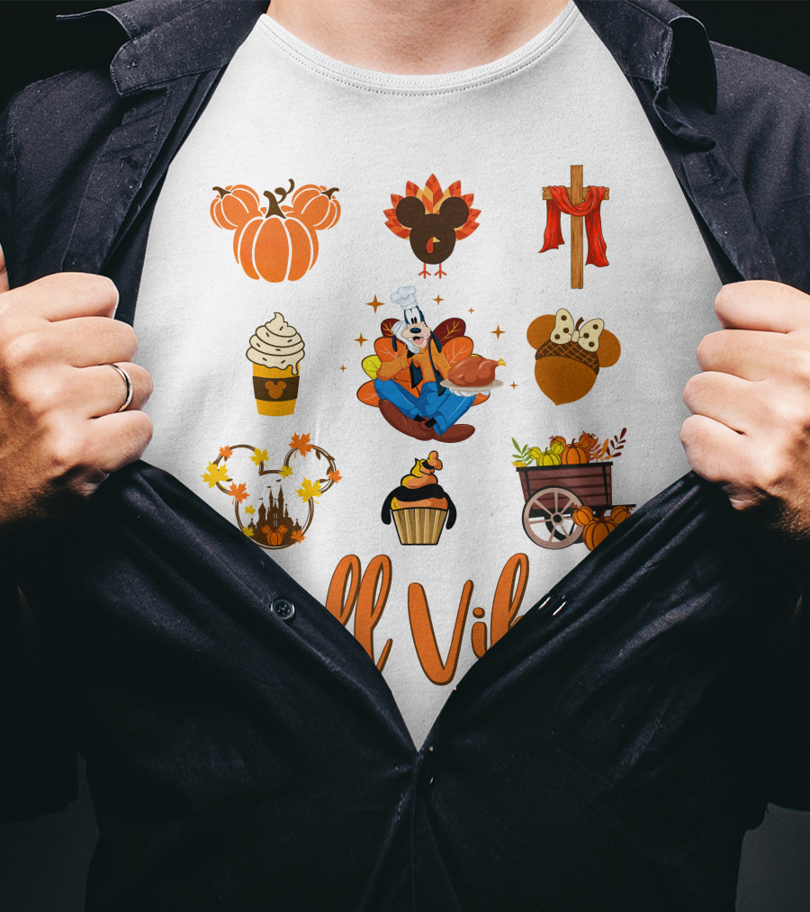 Goofy Fall Vibes Autumn Pumpkins And Seasonal Delights T-Shirt