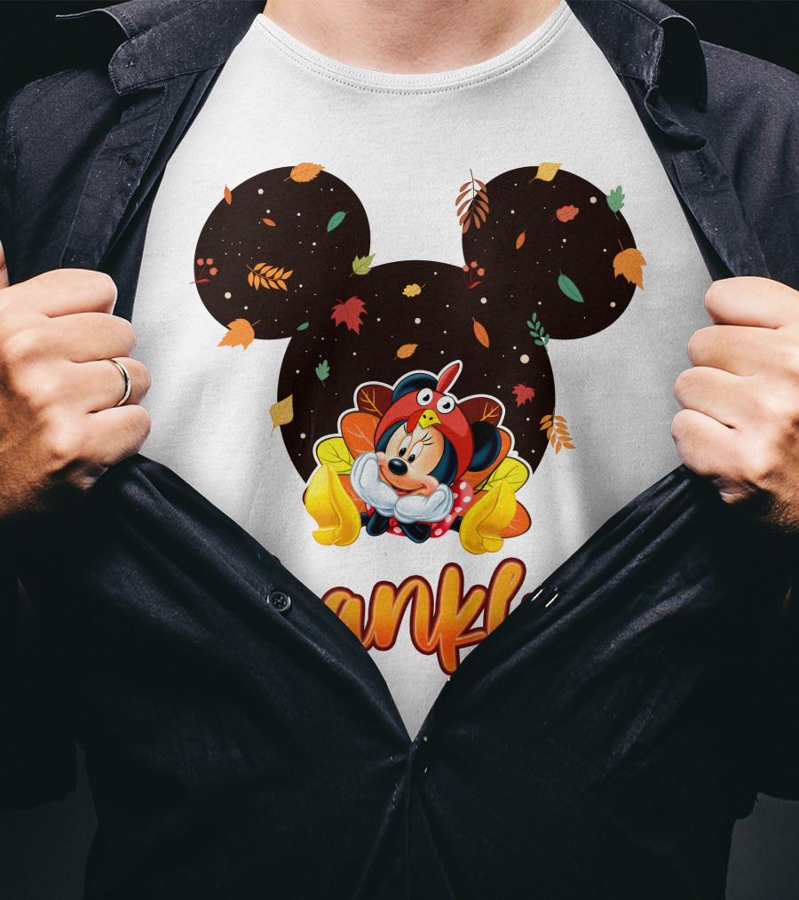 Thankful Minnie Mouse Autumn Leaves T-Shirt