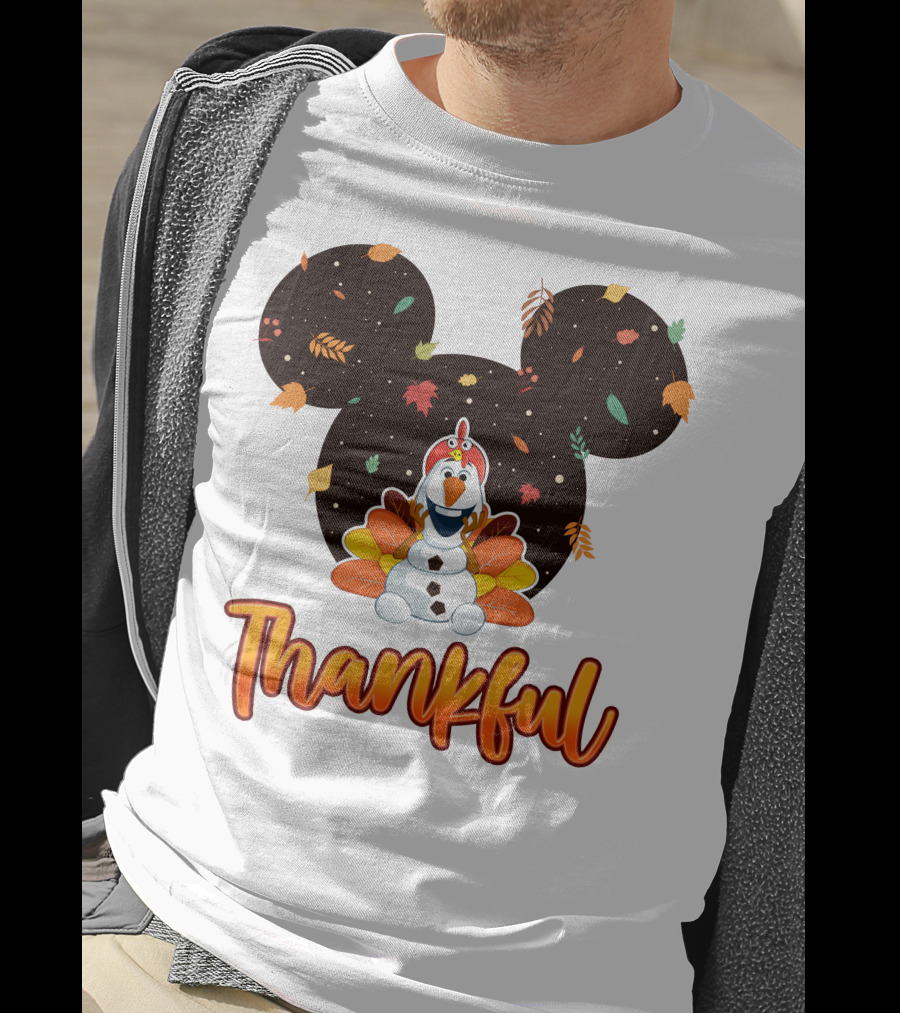 Thankful Olaf Autumn Leaves Mickey Ears T-Shirt
