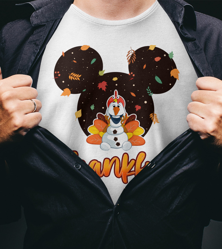 Thankful Olaf Autumn Leaves Mickey Ears T-Shirt