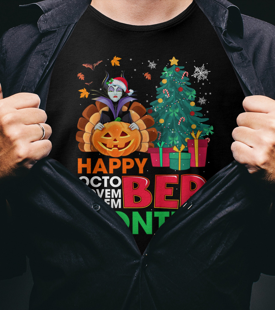 Happy October November December Ber Months Maleficent Christmas T-Shirt