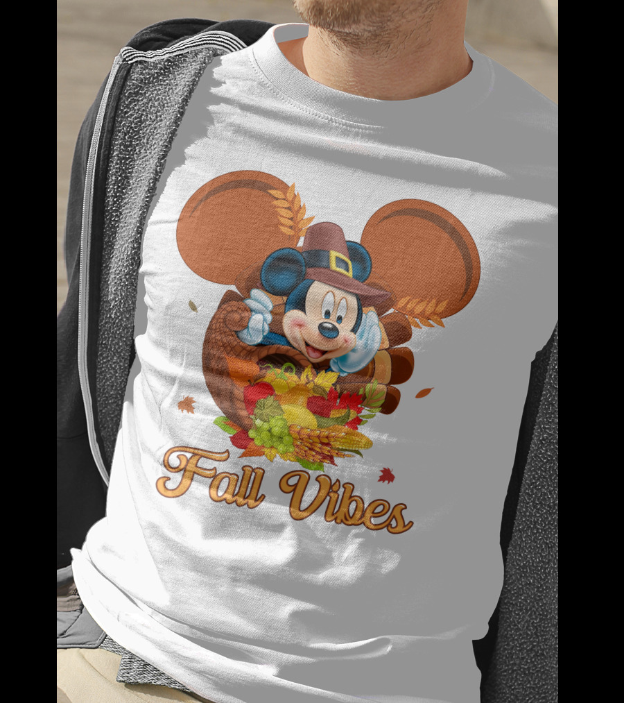 Mickey Mouse Fall Vibes Cornucopia Harvest Hat T-Shirt