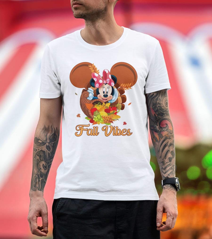 Minnie Fall Vibes Cornucopia Harvest Theme T-Shirt