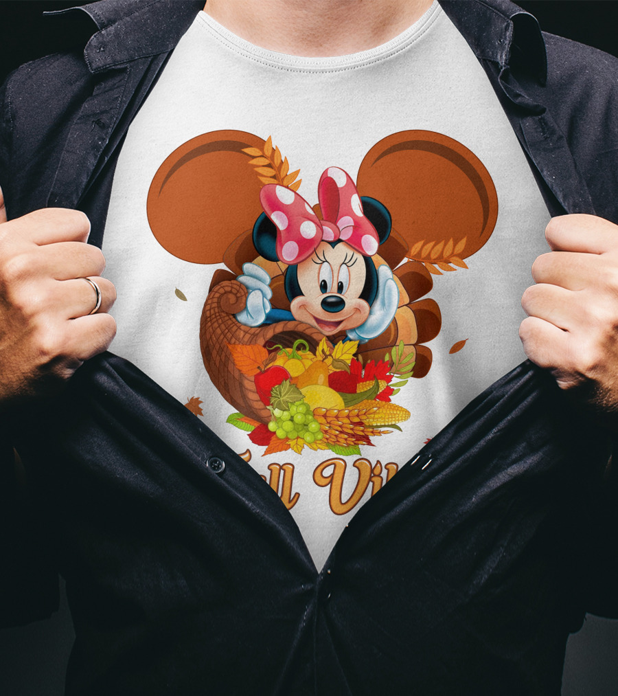 Minnie Fall Vibes Cornucopia Harvest Theme T-Shirt
