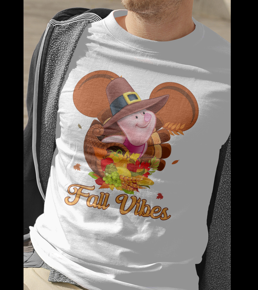 Piglet Fall Vibes Thanksgiving Cornucopia Disney Inspired T-Shirt