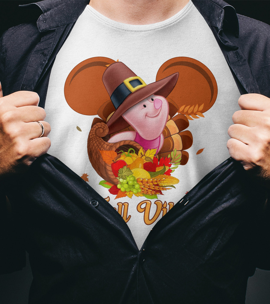 Piglet Fall Vibes Thanksgiving Cornucopia Disney Inspired T-Shirt