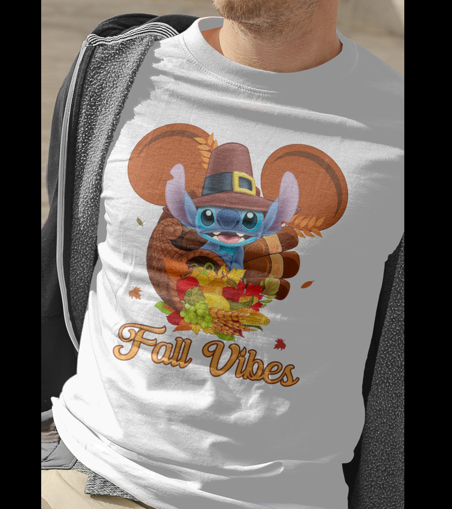 Fall Vibes Stitch Thanksgiving Cornucopia T-Shirt