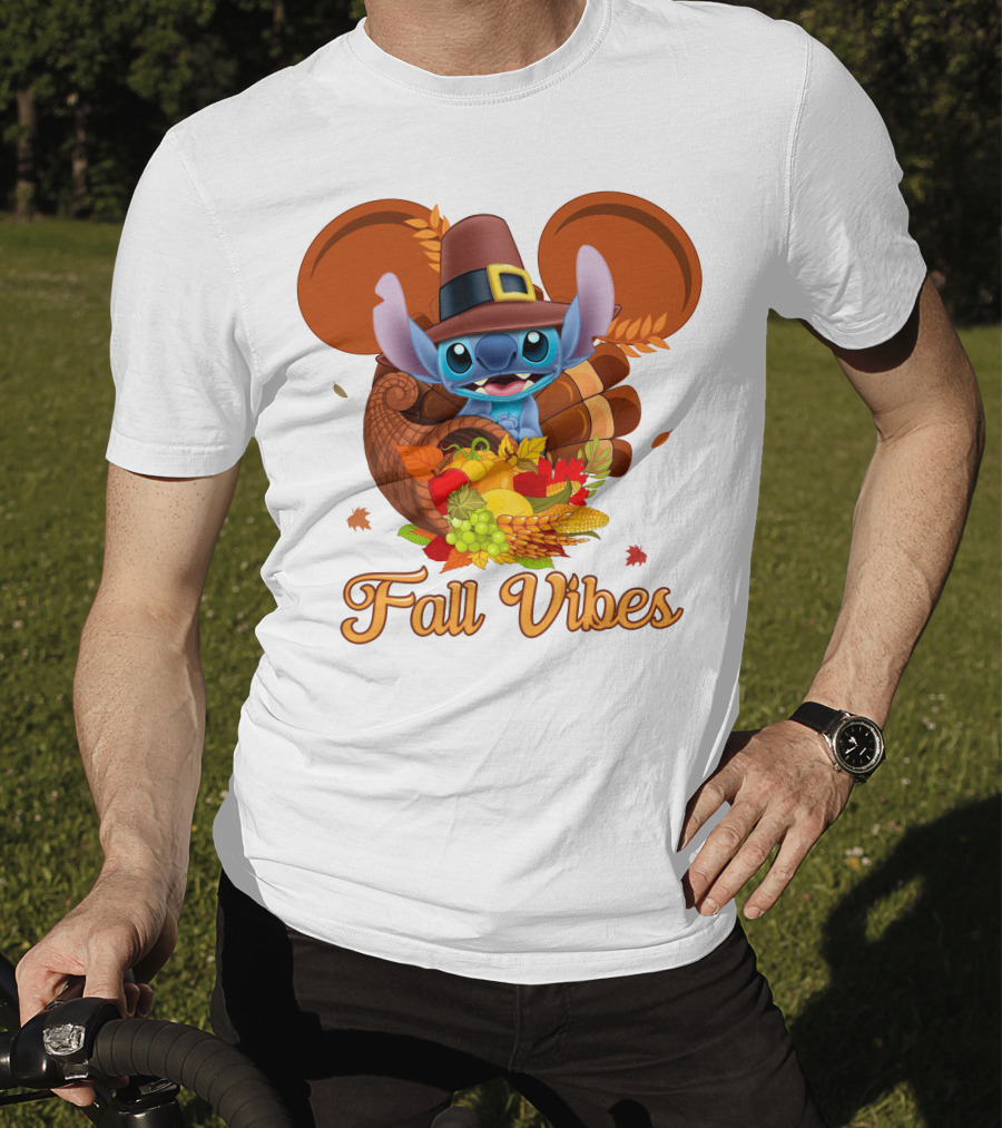 Fall Vibes Stitch Thanksgiving Cornucopia T-Shirt