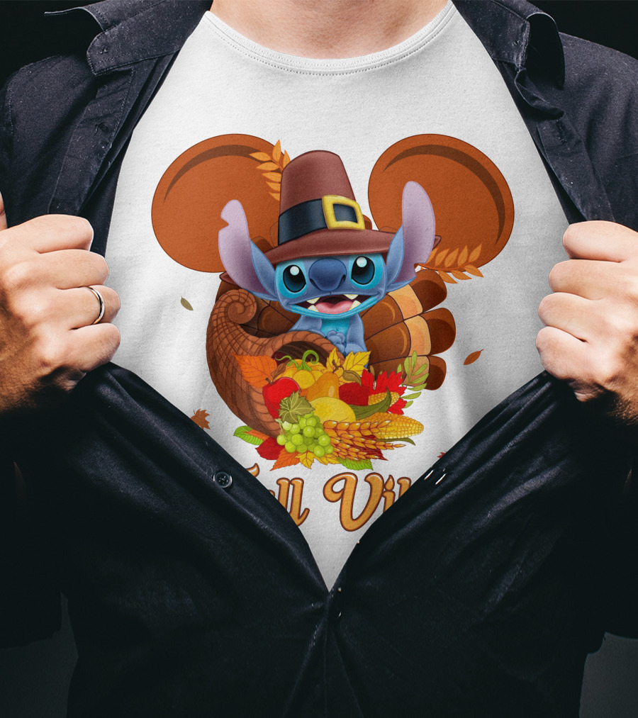 Fall Vibes Stitch Thanksgiving Cornucopia T-Shirt