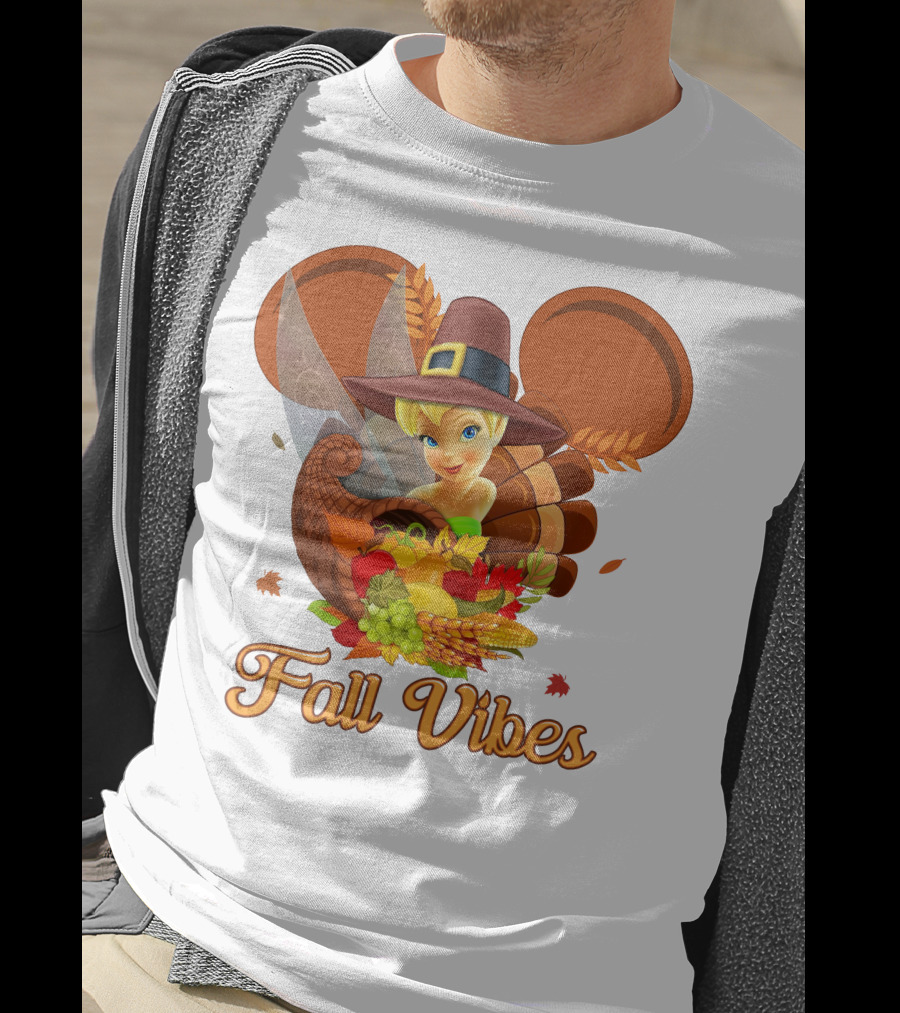 Tinkerbell Fall Vibes Cornucopia Thanksgiving Disney T-Shirt