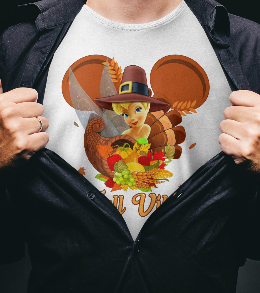 Tinkerbell Fall Vibes Cornucopia Thanksgiving Disney T-Shirt