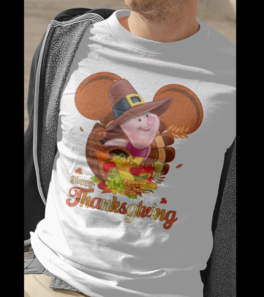 Happy Thanksgiving Piglet Cornucopia Celebration T-Shirt