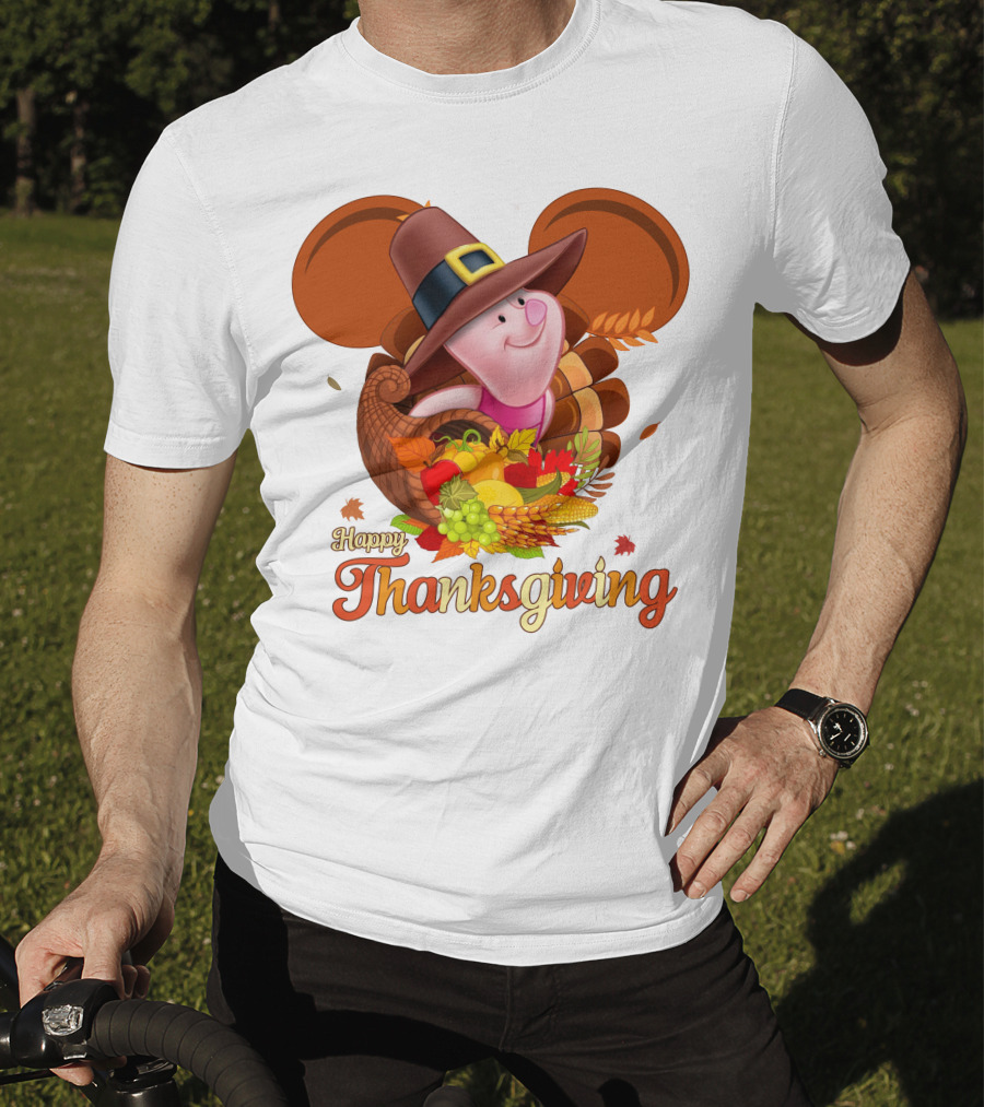 Happy Thanksgiving Piglet Cornucopia Celebration T-Shirt