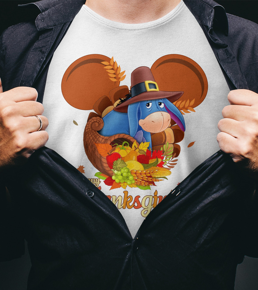 Happy Thanksgiving Eeyore Cornucopia Holiday Celebration T-Shirt