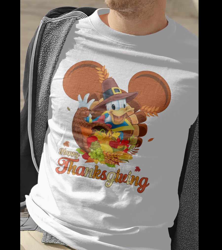 Happy Thanksgiving Donald Duck Cornucopia T-Shirt