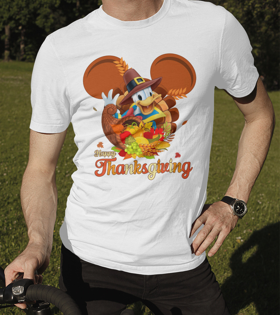 Happy Thanksgiving Donald Duck Cornucopia T-Shirt