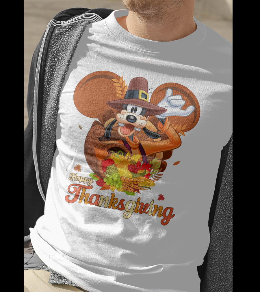 Goofy Happy Thanksgiving Cornucopia Celebration T-Shirt