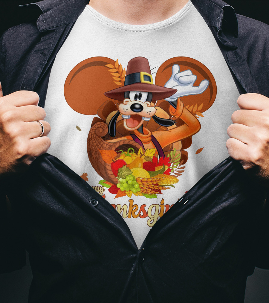 Goofy Happy Thanksgiving Cornucopia Celebration T-Shirt