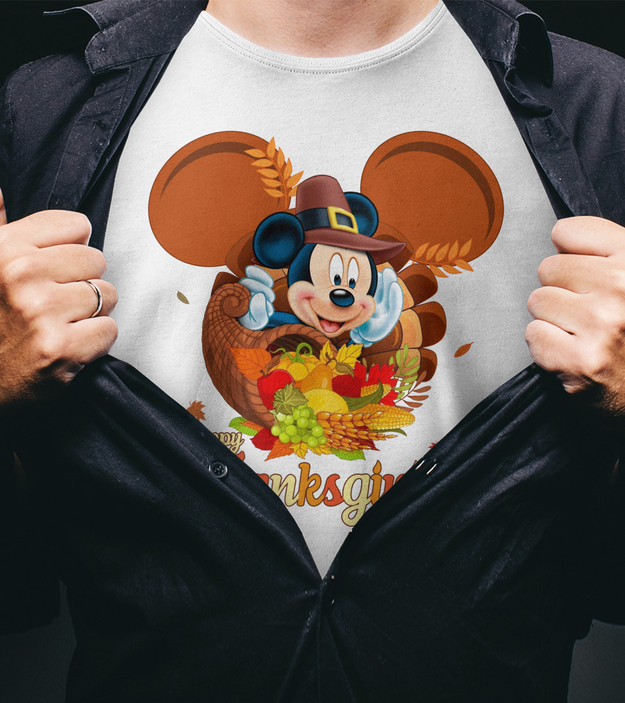 Mickey Happy Thanksgiving Cornucopia Celebration T-Shirt