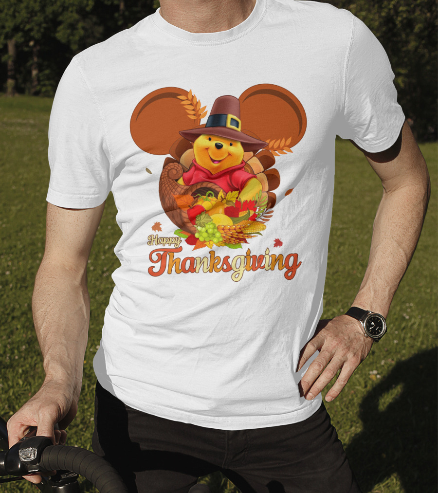 Happy Thanksgiving Pooh Cornucopia T-Shirt
