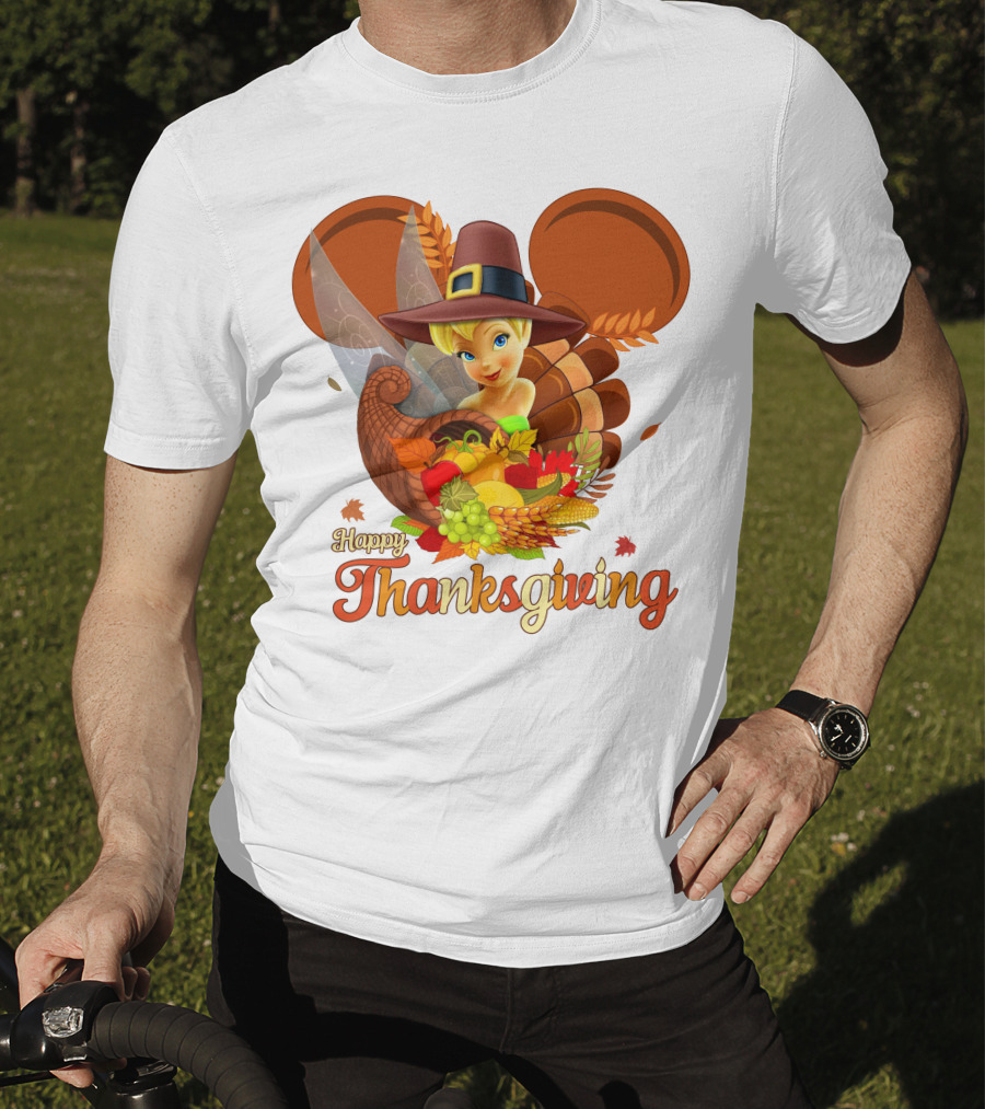 Happy Thanksgiving Tinker Bell Cornucopia Hat T-Shirt