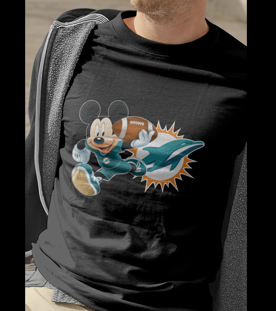Mickey Miami Dolphins Football Crossover T-Shirt