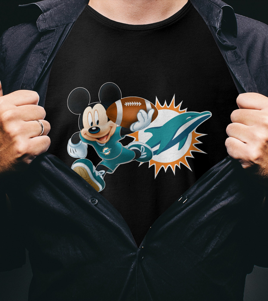 Mickey Miami Dolphins Football Crossover T-Shirt