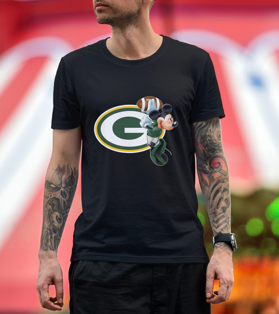 Mickey Mouse Green Bay Packers Football T-Shirt