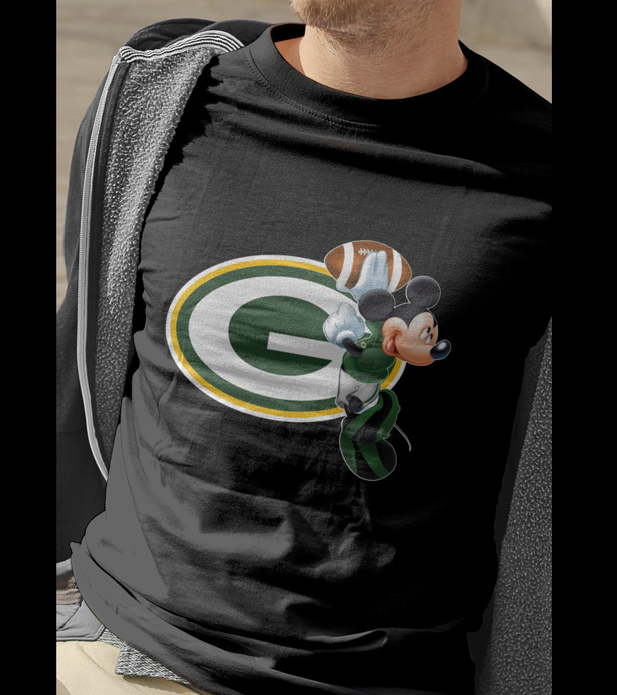 Mickey Mouse Green Bay Packers Football T-Shirt