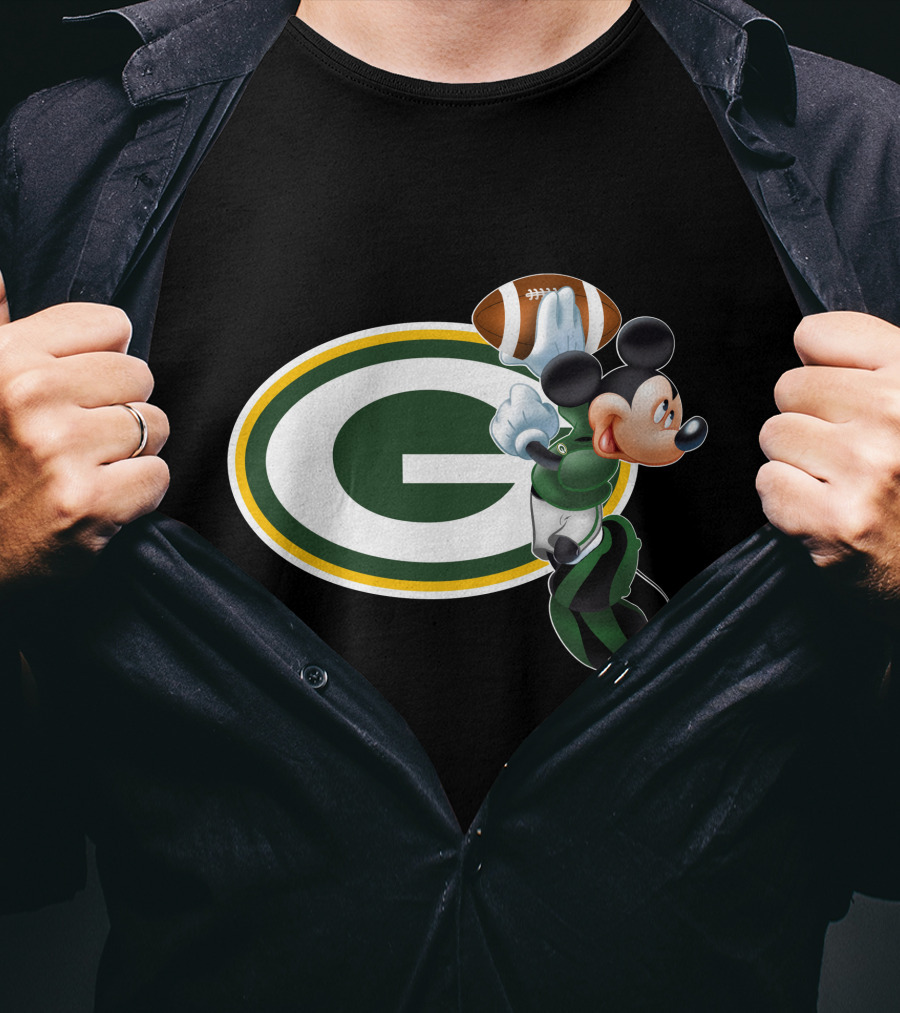 Mickey Mouse Green Bay Packers Football T-Shirt