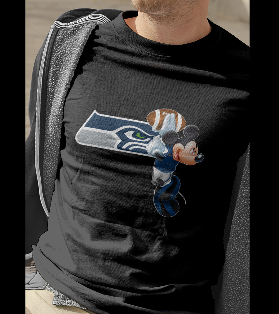 Seattle Seahawks Mickey Football Jump T-Shirt