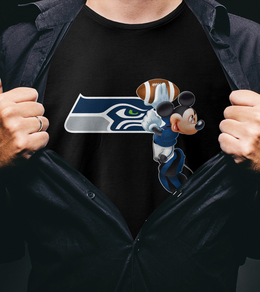 Seattle Seahawks Mickey Football Jump T-Shirt