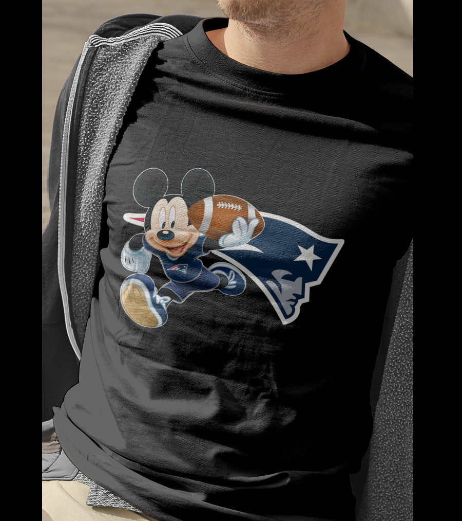 Mickey Mouse New England Patriots Football Character T-Shirt