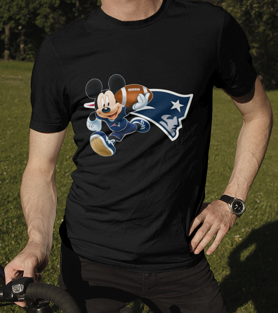 Mickey Mouse New England Patriots Football Character T-Shirt