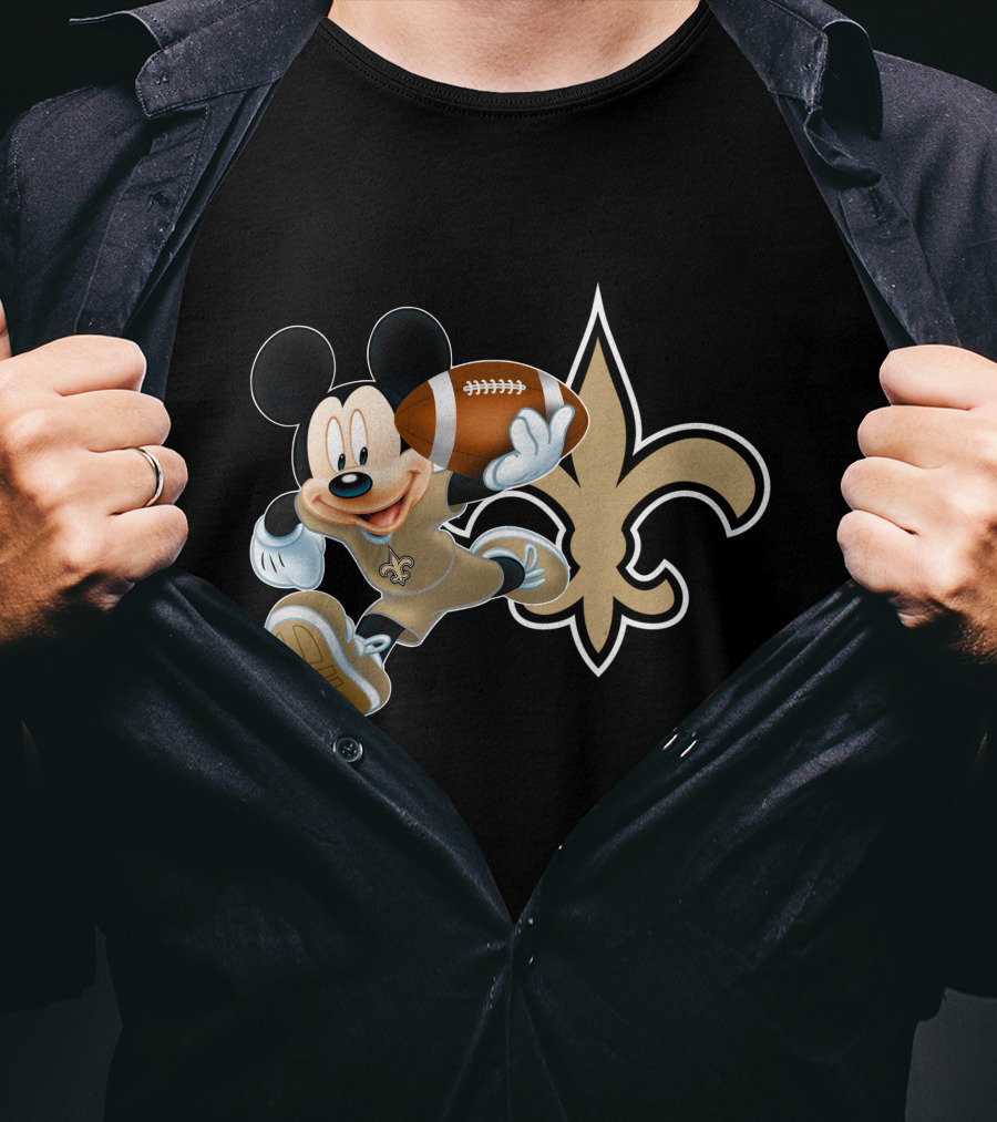 Mickey Nos New Orleans Saints Football Fleur-De-Lis T-Shirt