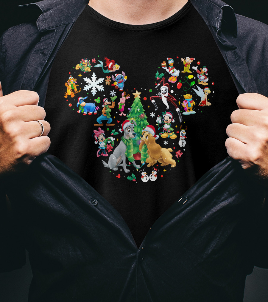Lady And The Tramp Mickey Mouse Christmas Disney Characters T-Shirt